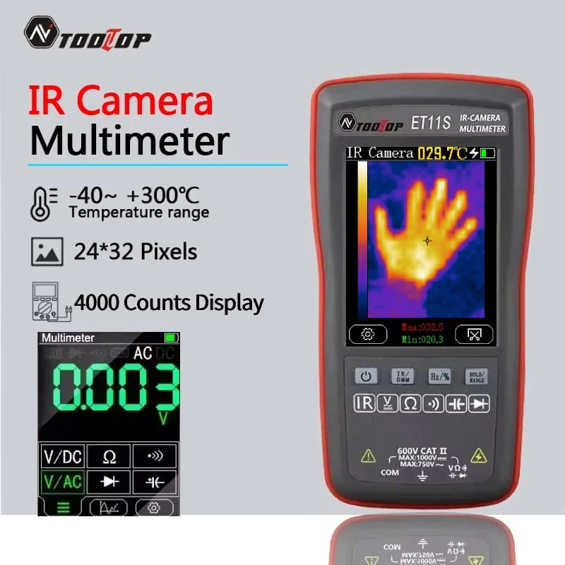 TOOLTOP ET11S 24x32 Wärmebildkamera 2,8 Zoll Wärmebildkamera AC DC 4000 Counts Multimeter -40 ~ 300 ℃   Temperaturmessung
