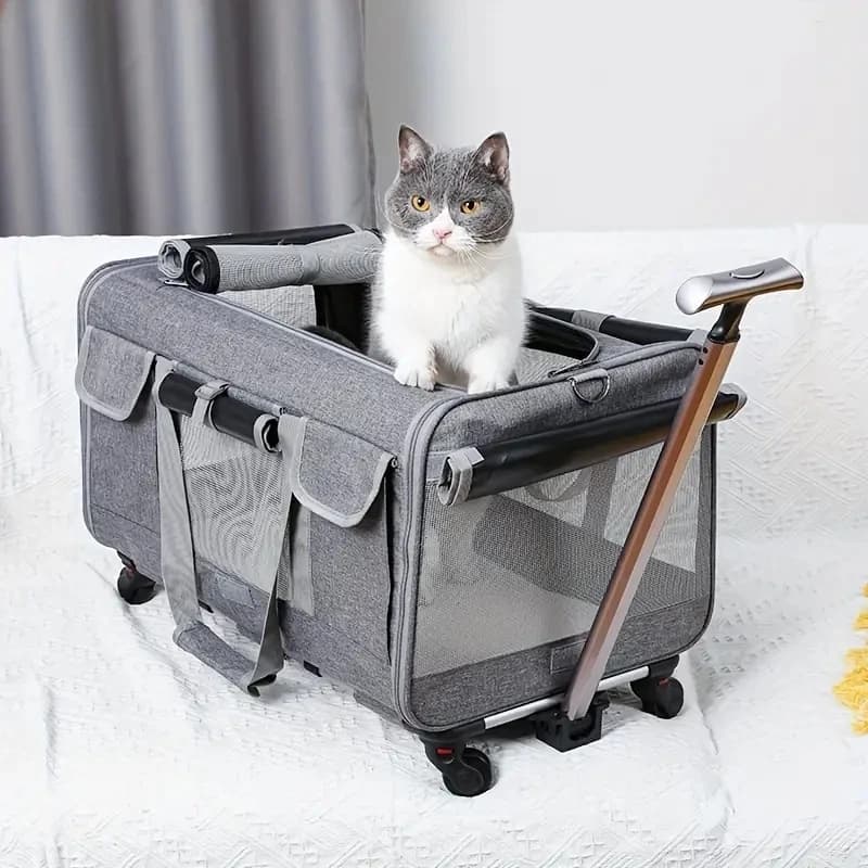 Extra großer tragbarer Haustier-Trolley, abnehmbarer Hunde-Trolley, große faltbare Haustiertasche, Katzen-Reise-Tragetasche
