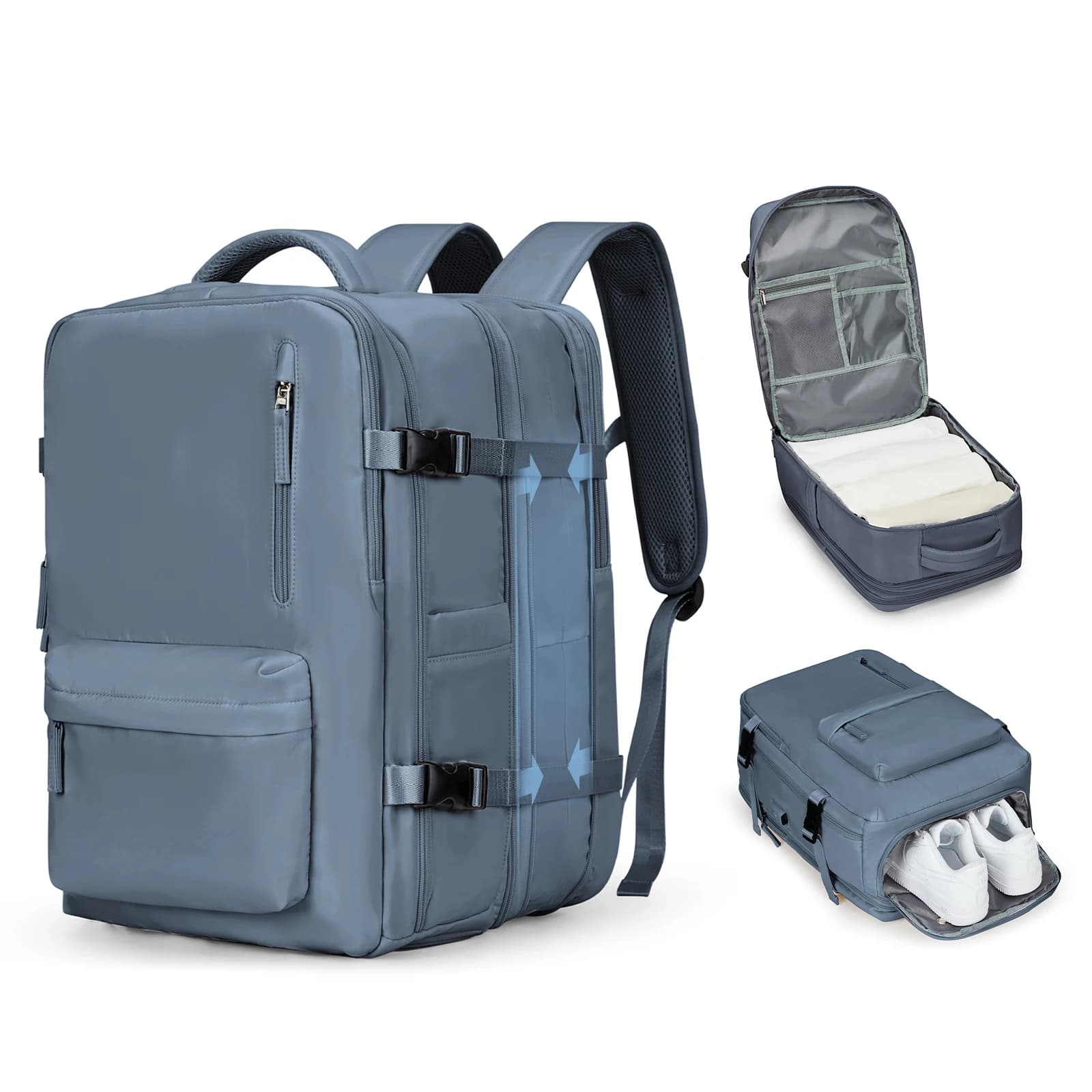 Extra großer Reiserucksack für Männer und Frauen, Person Item Flugzulassener skalierbarer Handgepäckrucksack, wasserdichter Camp-Laptop-Rucksack