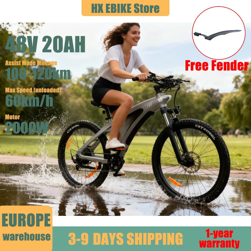 HX Q5 Elektro-Dirtbikes 2000W E-Bikes Elektrofahrrad 48V 20AH 60km/h E-Bike für Erwachsene 27-Zoll Offroad-Reifen Mountainbike