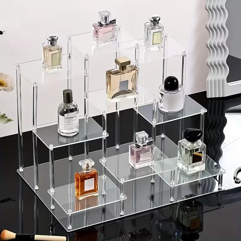 Parfüm Regal Acryl Stufen Kosmetik Lagerung Rack Schminktisch Desktop Mehrschichtige Hautpflege Produkte Display Rack