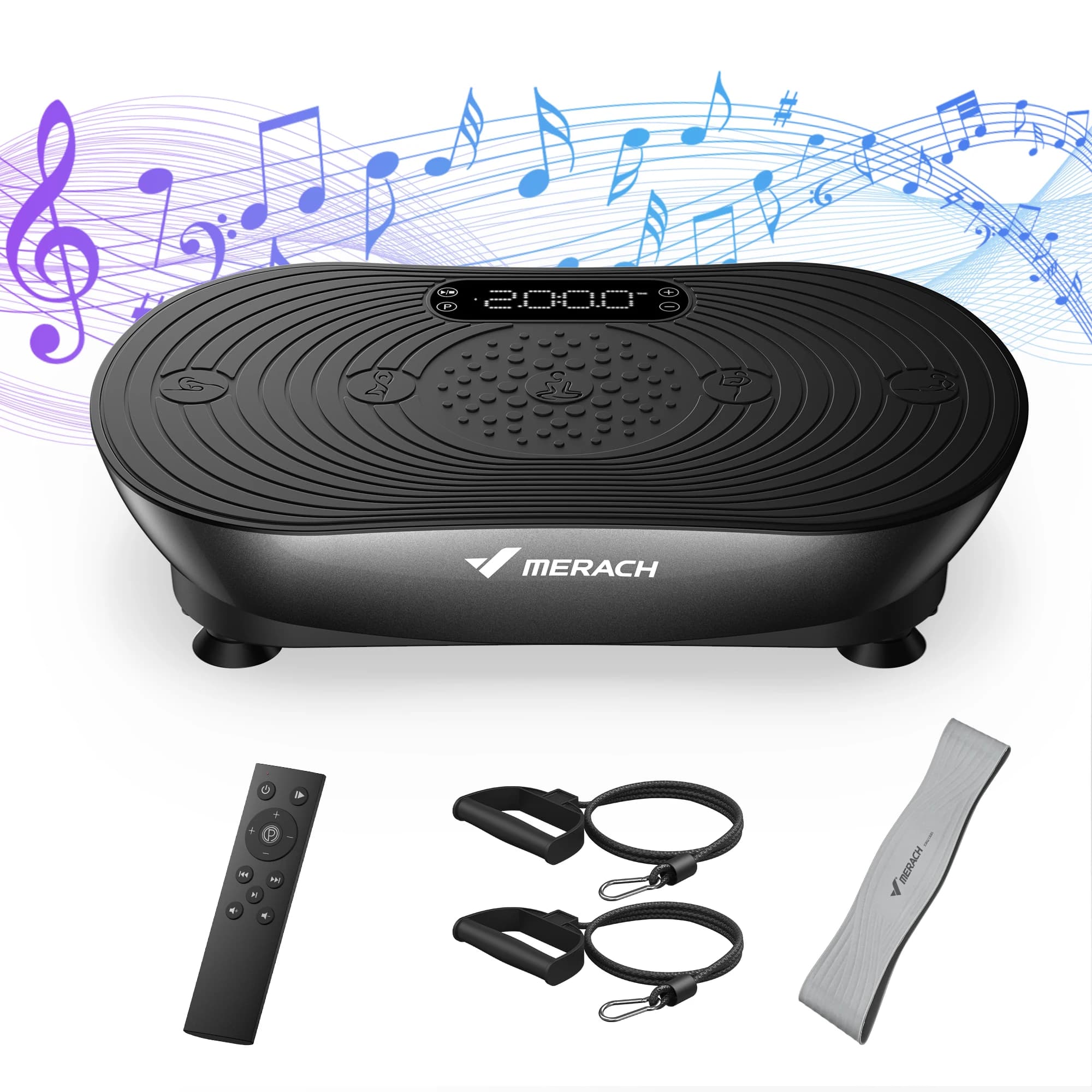 MERACH Vibrationsplatte V33 für Gewichtsverlust & Körperformung 99 Geschwindigkeitsstufen, Verbesserte Vibration, Bluetooth-Lautsprecher,