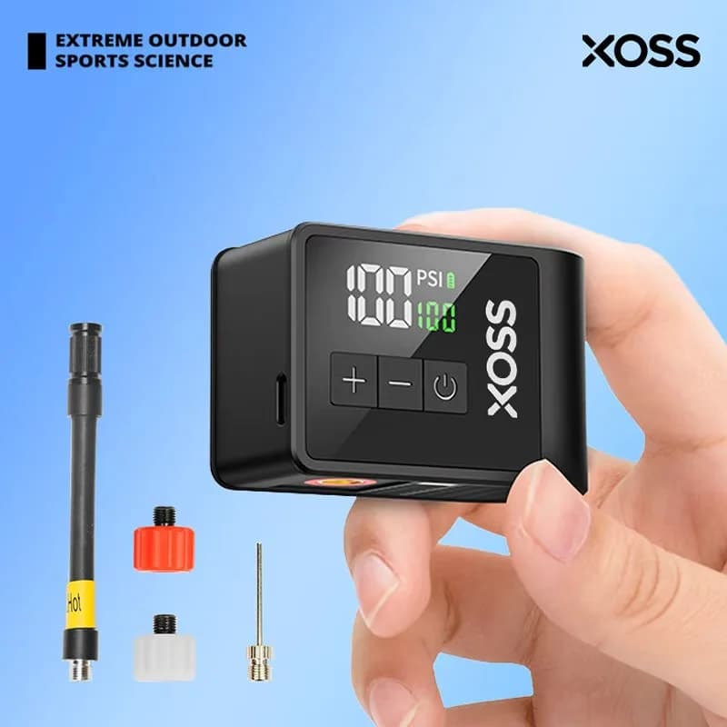 XOSS AirCube 120PSI Mini-Fahrradpumpe, tragbare Luftpumpe mit Schrader Presta-Ventilen, wiederaufladbarer Luftpumpe, Fahrradzubehör