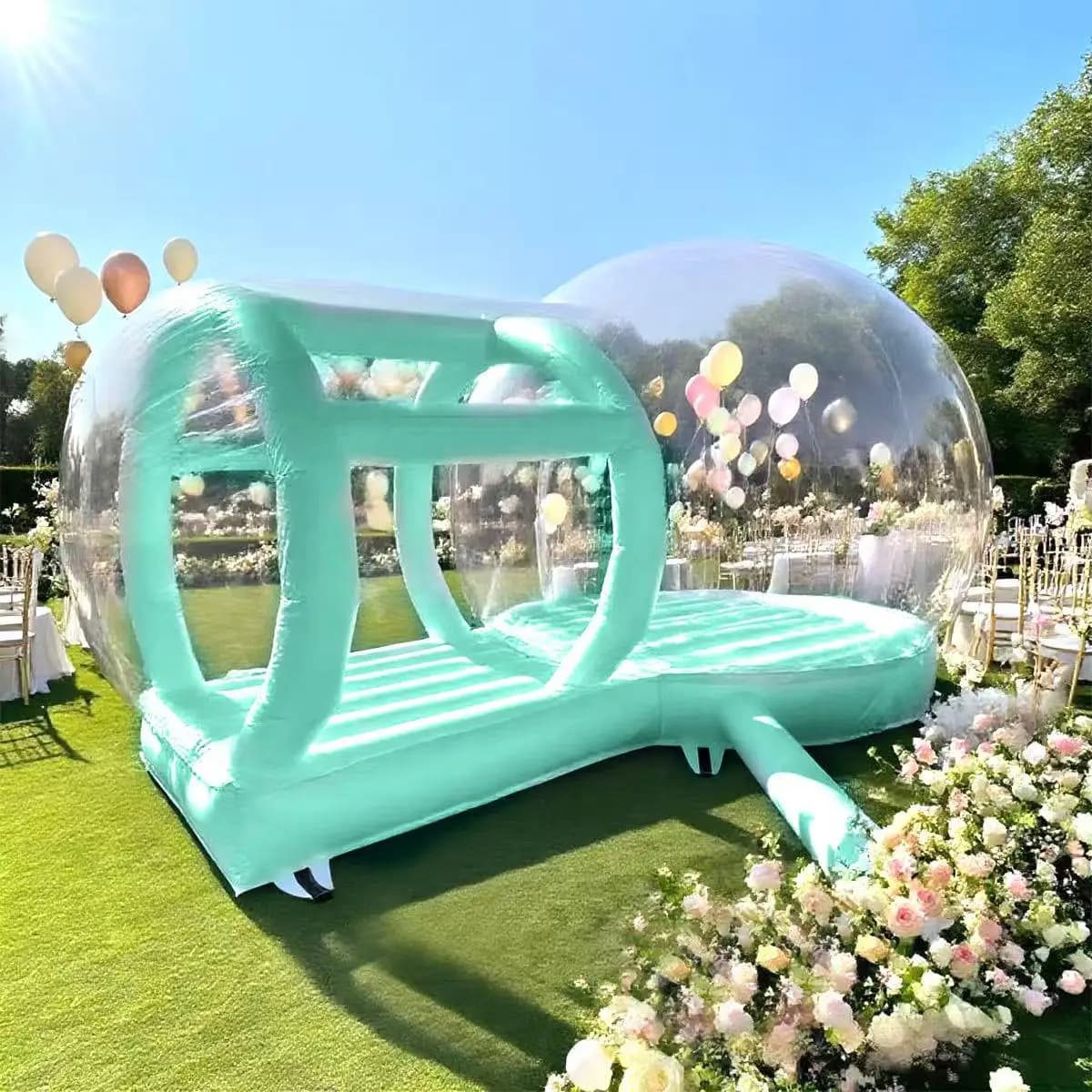 Aufblasbares Outdoor-Blasenzelt für Kinder Transparente PVC-Kuppel mit Doppel-Haartrockner, Geeignet für Geburtstagsfeiern und Shows