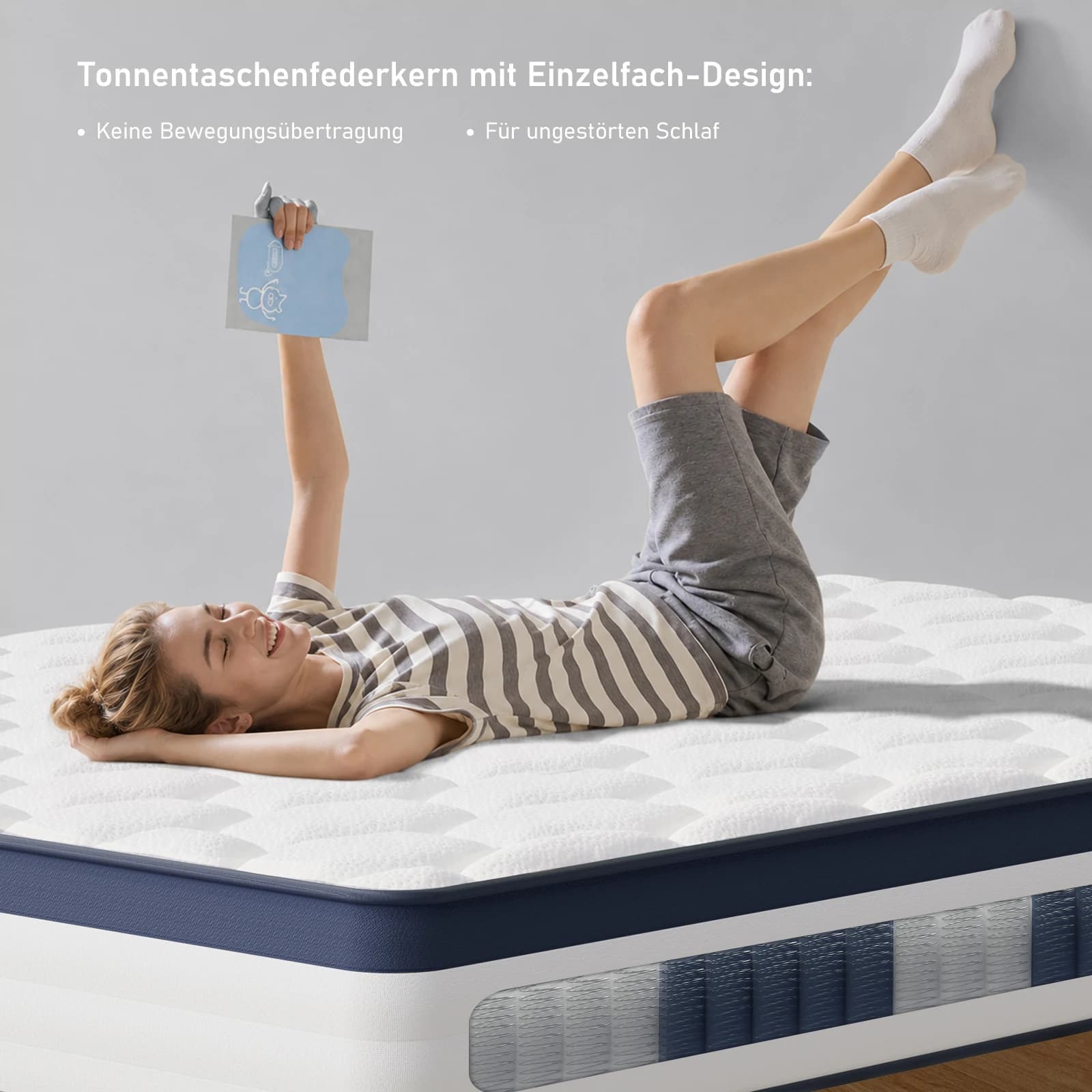 LUVANZA 7-Zonen-Taschenfederkern-Matratze 25 cm – orthopädische Punktelastizität, atmungsaktiv, wirbelsäulengerecht, Druckentlastung für