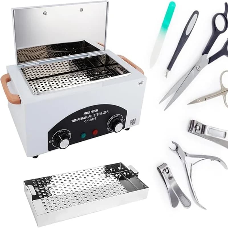 Professioneller Trockenheizsterilisator 300 W 2,2 l für Nagel- und Schönheitswerkzeuge, LCD-Timer 20–220 ℃
