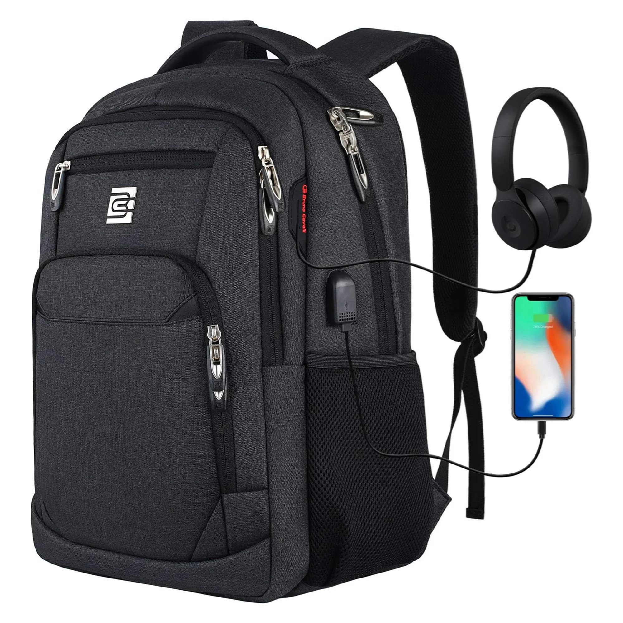 Große Kapazität Rucksack : Laptop Rucksack besitzt mehr als 20 unabhängige Taschen für viel Stauraum und können Powerbank, A4-Ak