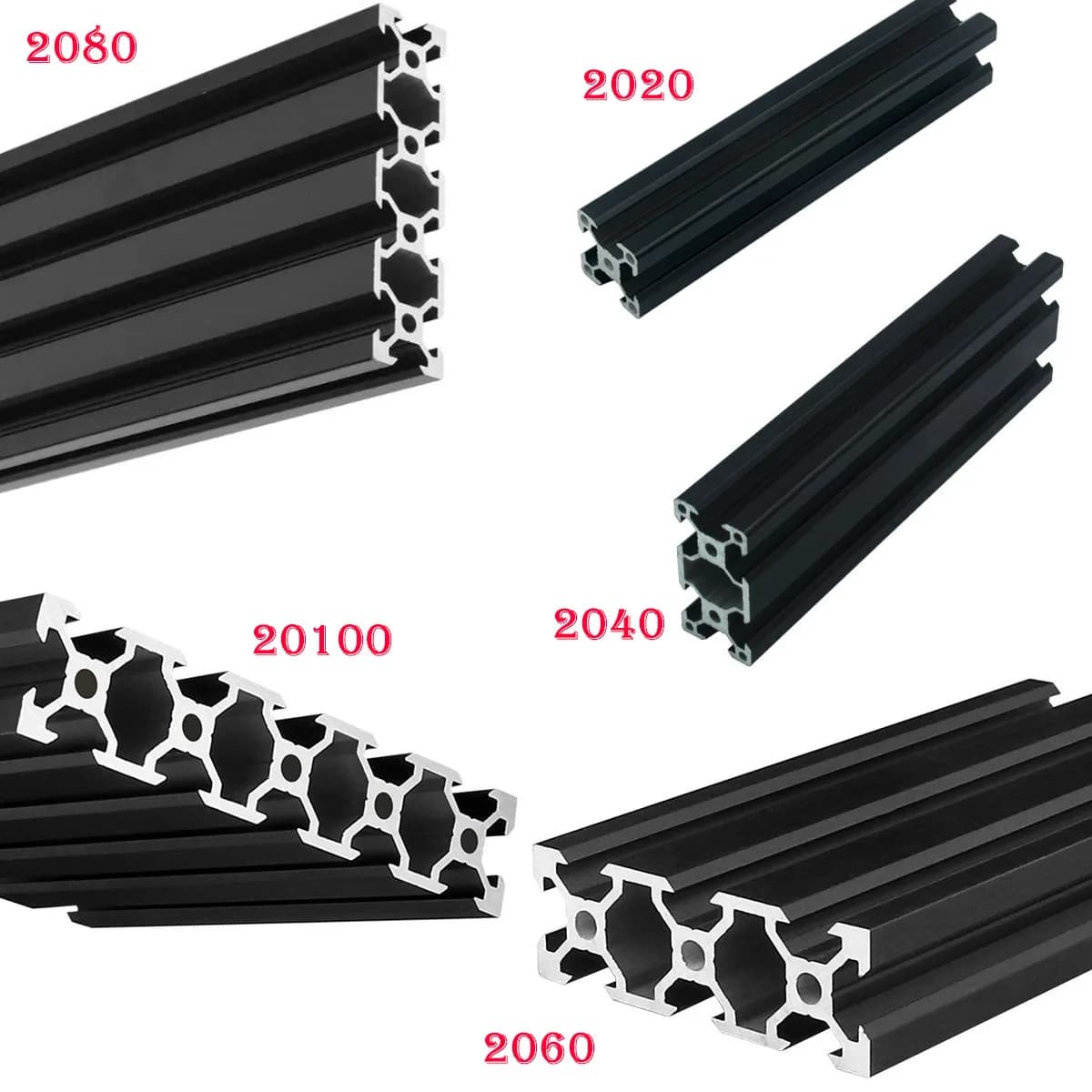 1 Stück 2020 2040 2060 2080 20100 T/V-Slot Aluminiumprofil EU-Standardrahmen eloxiert F CNC 3D-Drucker Teil Lasergravurmaschine