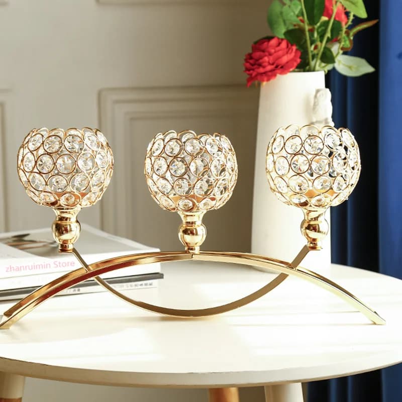 3-armige Kandelaber, Kristall-Kerzenleuchte, Kelch, Kerzenhalter, Schüssel, Teelicht, Kerzenhalter, Zuhause, Hochzeit, Ornament, Dekor
