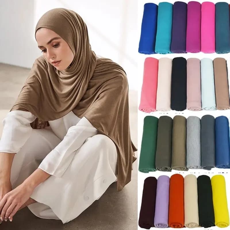 Heiße Muslimische Mode Frau Weiche Hijabs Schal Schal Plain Baumwolle Jersey Schals Turban Frauen Lange Tücher Kopf Wrap Stirnband Abaya