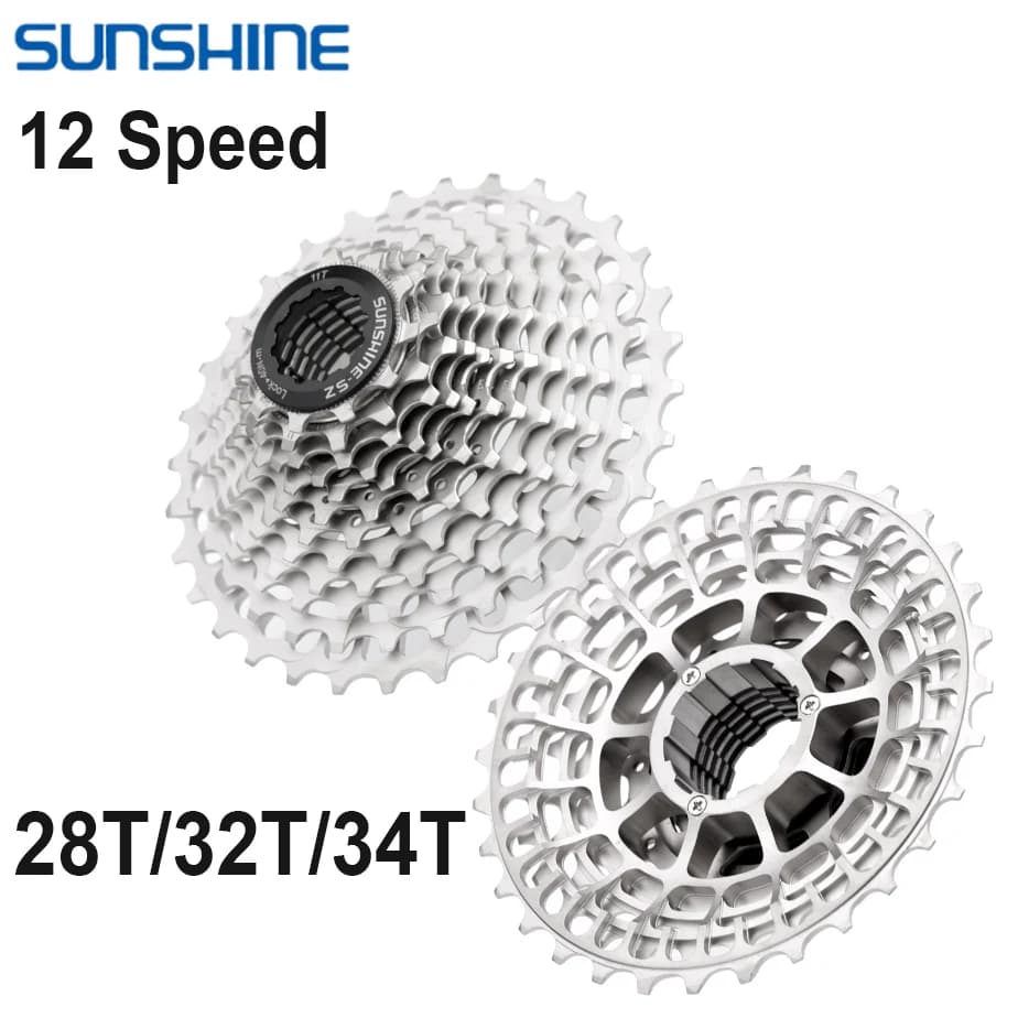 SUNSHINE Ultraleichtes 12-Gang-Kassetten-Rennrad 11T-28T/32T/34T 12V Schwungrad K7 12S Freilauf für Shimano M6100