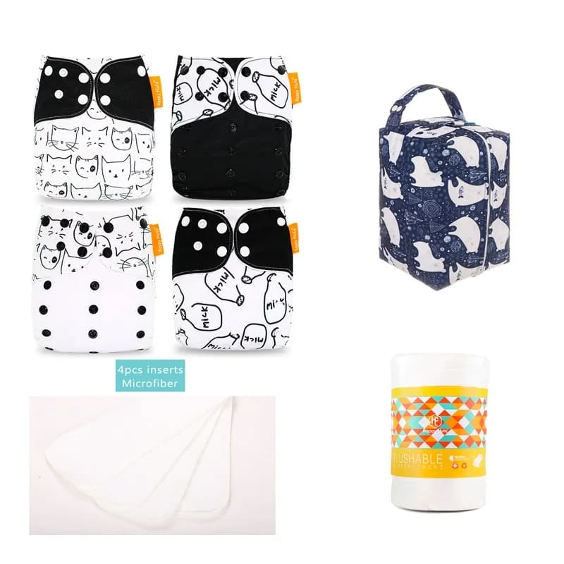 Happyflute Neues Stoffwindelset mit Einsatz, wasserdichte Taschenwindel, nasse Tasche, Windeleinlage, Babyartikel
