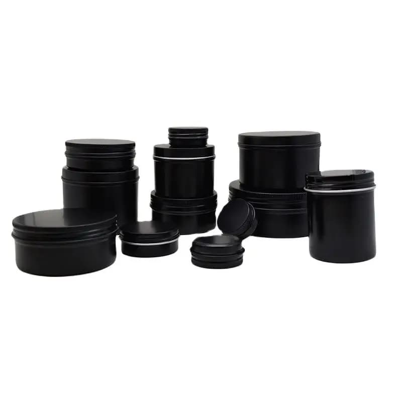 5-250ml schwarze Aluminium dosen runde Blechdose mit Deckel Metall pillen dosen Cremes alben gläser Vorrats behälter für Balsam wachs kosmetik