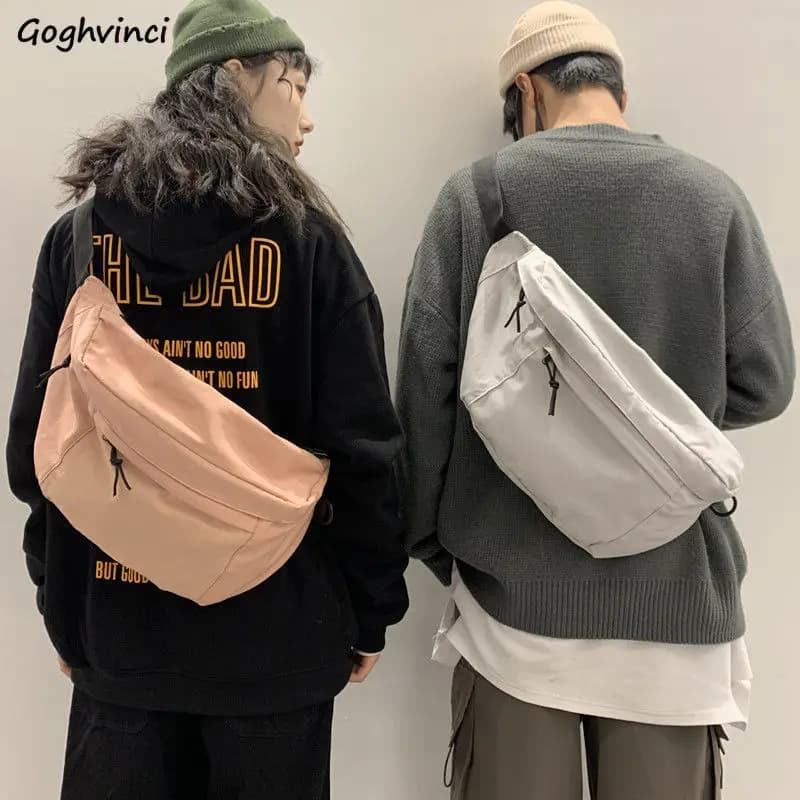 Taille Packt Große Kapazität Solide Unisex Paare Freizeit Brust Fanny Tasche Schulter Kreuz Körper Retro Straße Harajuku Nylon Taschen BF