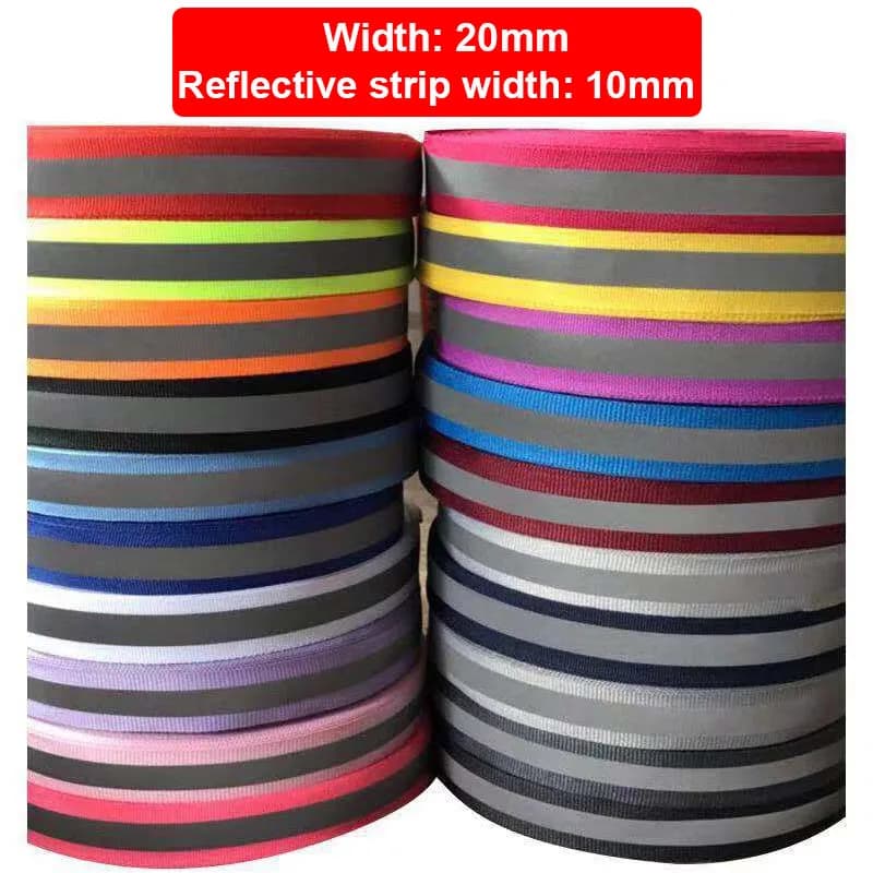 50 Yards/Lot 20mm Band 10mm Streifen Reflektierende Nähen auf Band Sicherheit Sweing Stoff für Weste Kleidung rucksack 24 Farben Lila Blau