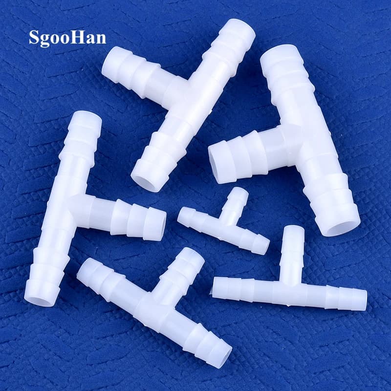 5 ~ 200 stücke 4 ~ 13mm Weiß PE T Stecker Aquarium Tank Adapter Luftpumpe Schlauch Pagode Gelenke garten Bewässerung Wasser Rohr Anschlüsse