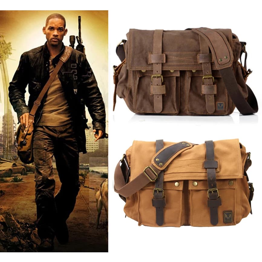 Neue Mode Vintage Leder Leinwand männer Umhängetasche Baumwolle Leinwand Umhängetasche Männer Schulter Tasche Sling Casual Tasche Freizeit