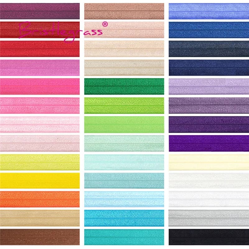 BRISTLEGRASS 2 5 10 Yard 3/4" 20mm Solid Shiny FOE Falten über elastisches Spandex-Satinband Haargummi Stirnband Kleid Nähen Spitzenbesatz