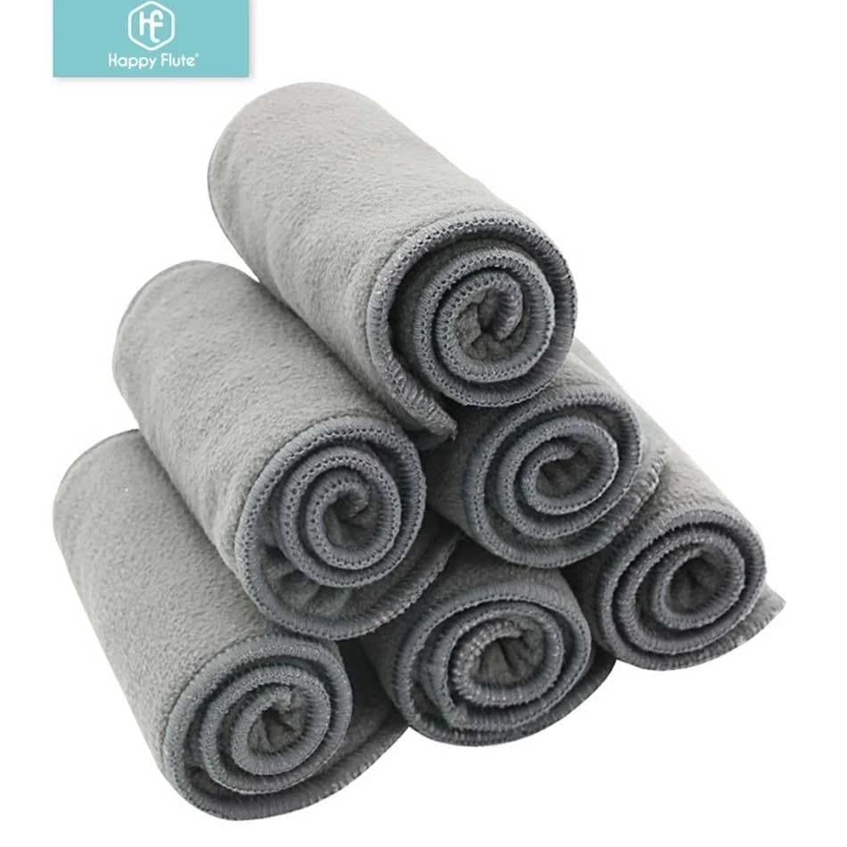 Happy Flute Hochwertige Babywindeln aus Bambuskohle, Windel-Windeleinlage für Babys, Stoffwindel, waschbar, 4-lagig