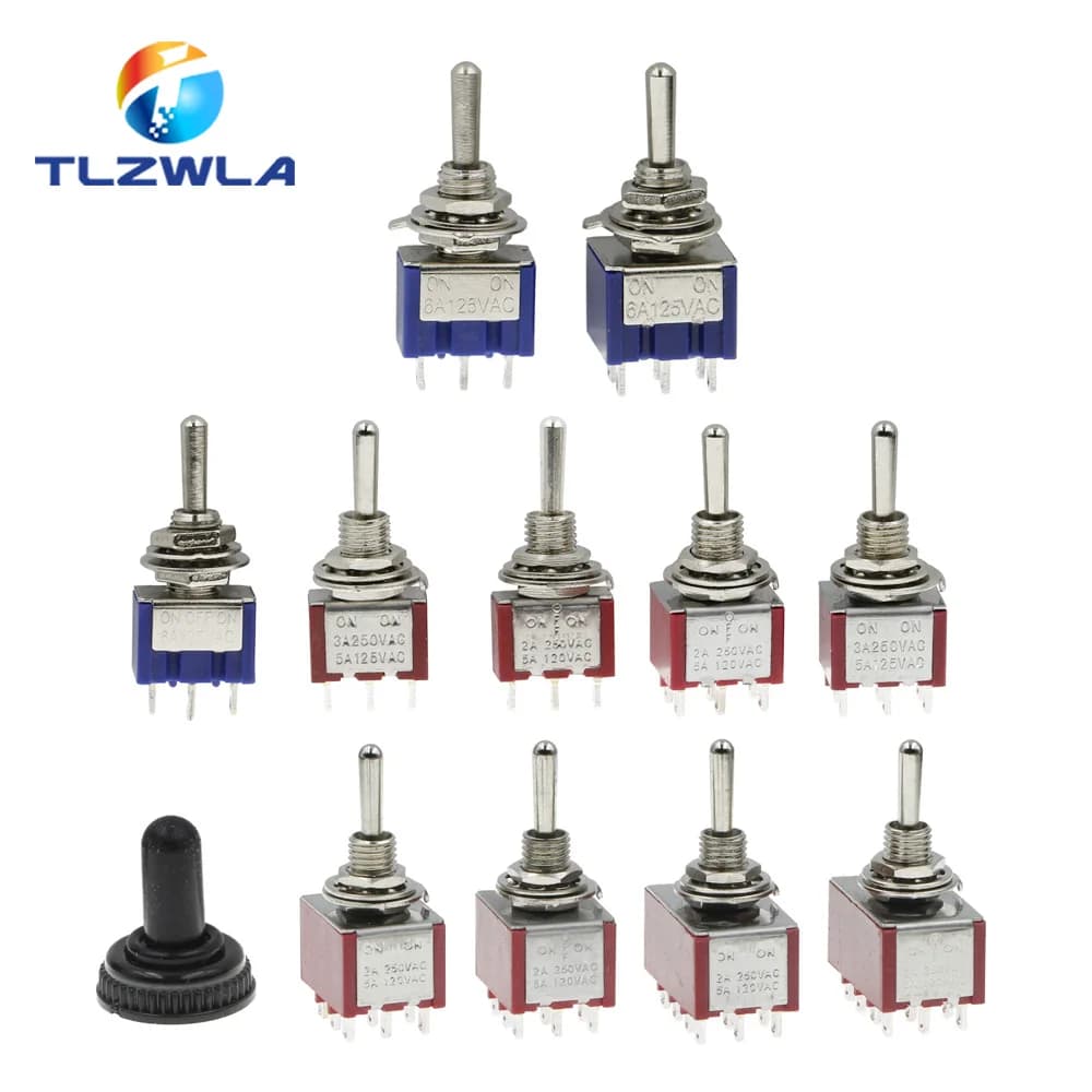100PCS Kippschalter SPDT DPDT Kippschalter MTS 5A 6A 125V Selbst-Reset Schalter 3A 250 AC 3 6PIN AUF-AUF AUF-WEG-AUF Ab Switch