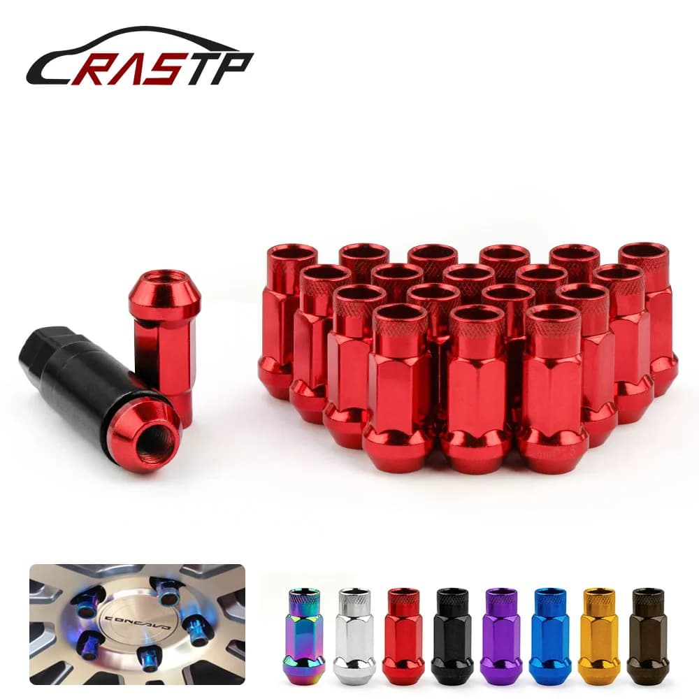RASTP-20pcs/set Universal Stahl Racing Lug Mutter V48 Auto Stahl Acorn Rim Erweitert Offene Ende Radmuttern M12X1.5/1,25 RS-LN031