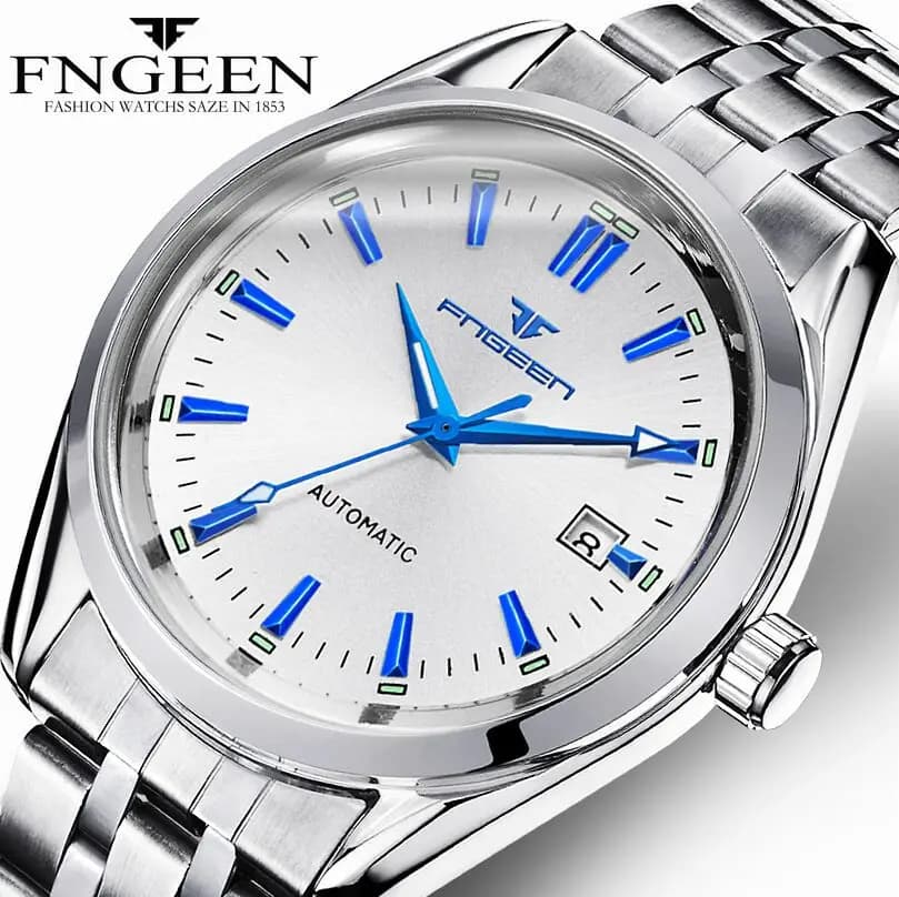 Neue Mode Blau Licht Automatische Mechanische Uhren Business Männer Luxus Uhr Casual Kalender Armbanduhren Männlich Geschenke Uhren