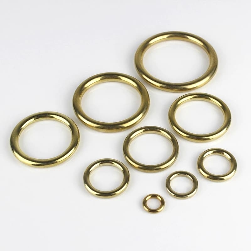 1 Stück Massiver Messing O-Ring Schnalle, nahtlos gegossener runder Ring für Lederhandwerk, Taschenriemen, Gürtelteile, Haustierleine,