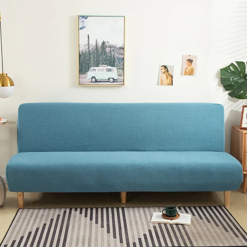 Solide Jacquard klapp sofa bett abdeckung für wohnzimmer armless sofa abdeckungen elastische spandex material weiche hussen