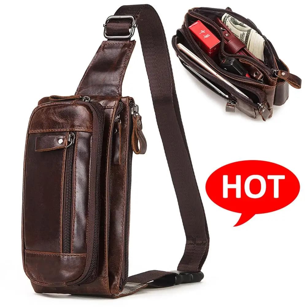 HUMERPAUL Mode Taille Packs Männer Echtes Leder Organizer Reise Brust Tasche Notwendigkeit Taille Gürtel Handy Kleine Bum Tasche