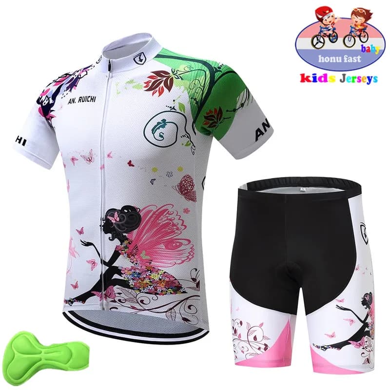 Neue Baby Sommer Atmungsaktive Kinder Radfahren Jersey Set Shorts Fluoreszierende Rosa Kinder Fahrrad Kleidung Jungen Mädchen Radfahren Kleidung
