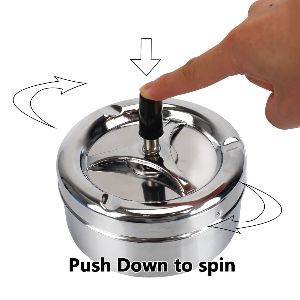 Für Home Office Hotel Zigarette Aschenbecher Presse Rotierenden Deckel Spinning Plain Aschenbecher Zigarette Aschenbecher Edelstahl