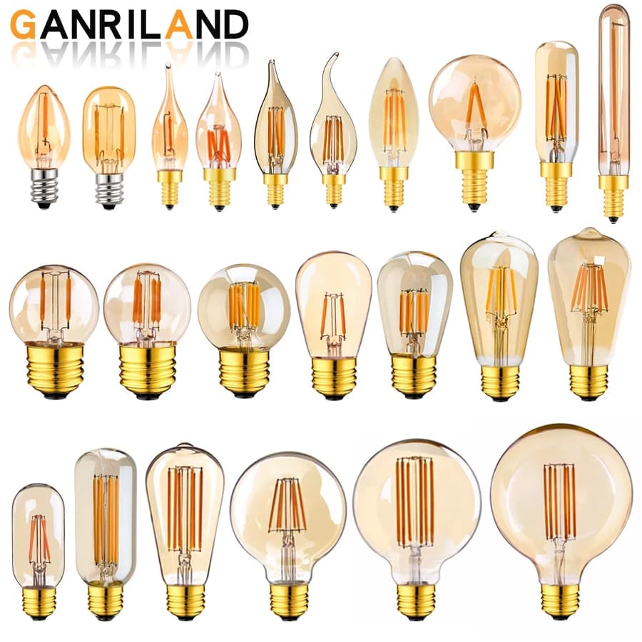 E14 E27 LED-Glühbirne 220V Dimmbar Vintage LED-Filament-Glühbirnen T22 1W Retro Glühbirnen-Dekoration LED-Beleuchtungslampe Ampoule