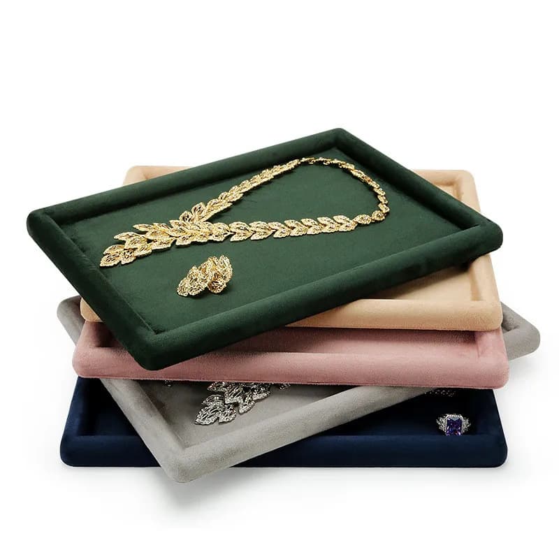 Schmuck Tablett Show Stand Shop Organizer für Halskette Armband lange Kette samt einfarbig Schmuck Display Tablett