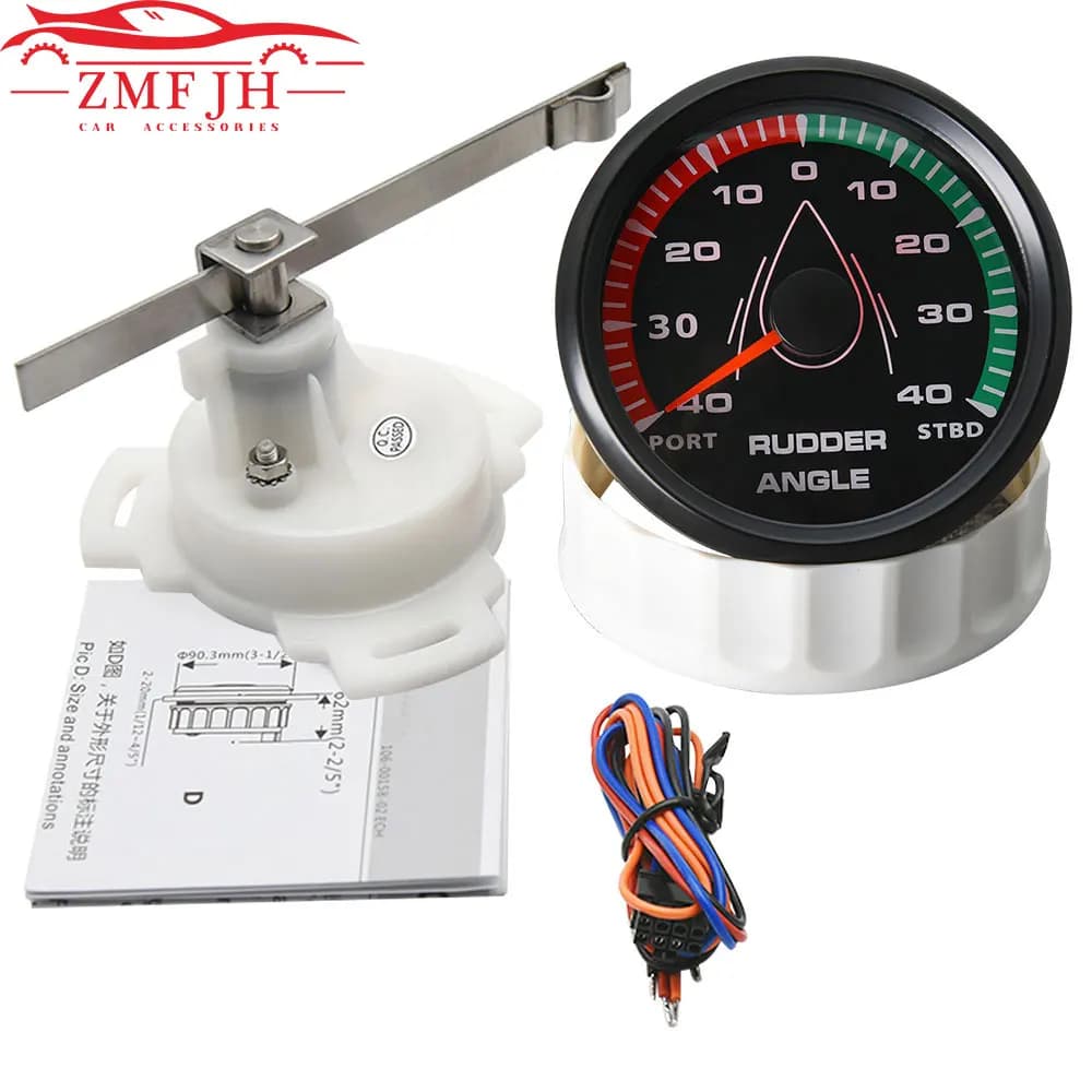 12V/24V STBD PORT Ruderwinkelmesser 85mm Ruderwinkelanzeige mit 0-190 Ohm Ruderwinkelsensor 7-Farben-Hintergrundbeleuchtung Maßgeschneidert