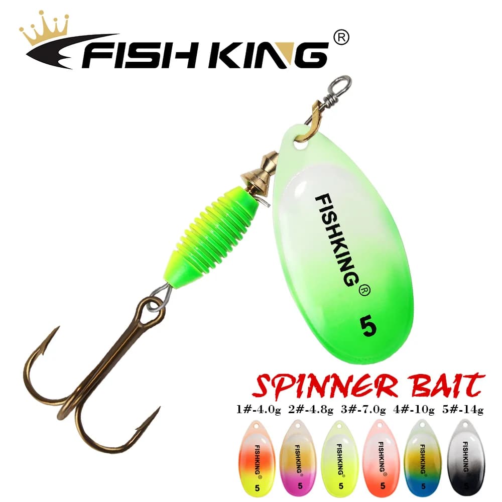 FISH KING Neue Metall Angeln Locken 4g 4,8g 7g 10g 14g Spinner Köder Hohe qualität Harte Köder Drillinge Angelgerät Für Hecht