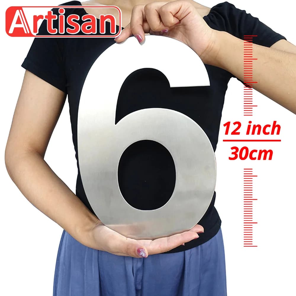 Außen-Hausnummer 12 Zoll Edelstahl 30 cm Adressnummer # 0-9 Hausnummer Rostschutz Villa Straßenschild Nummern Groß