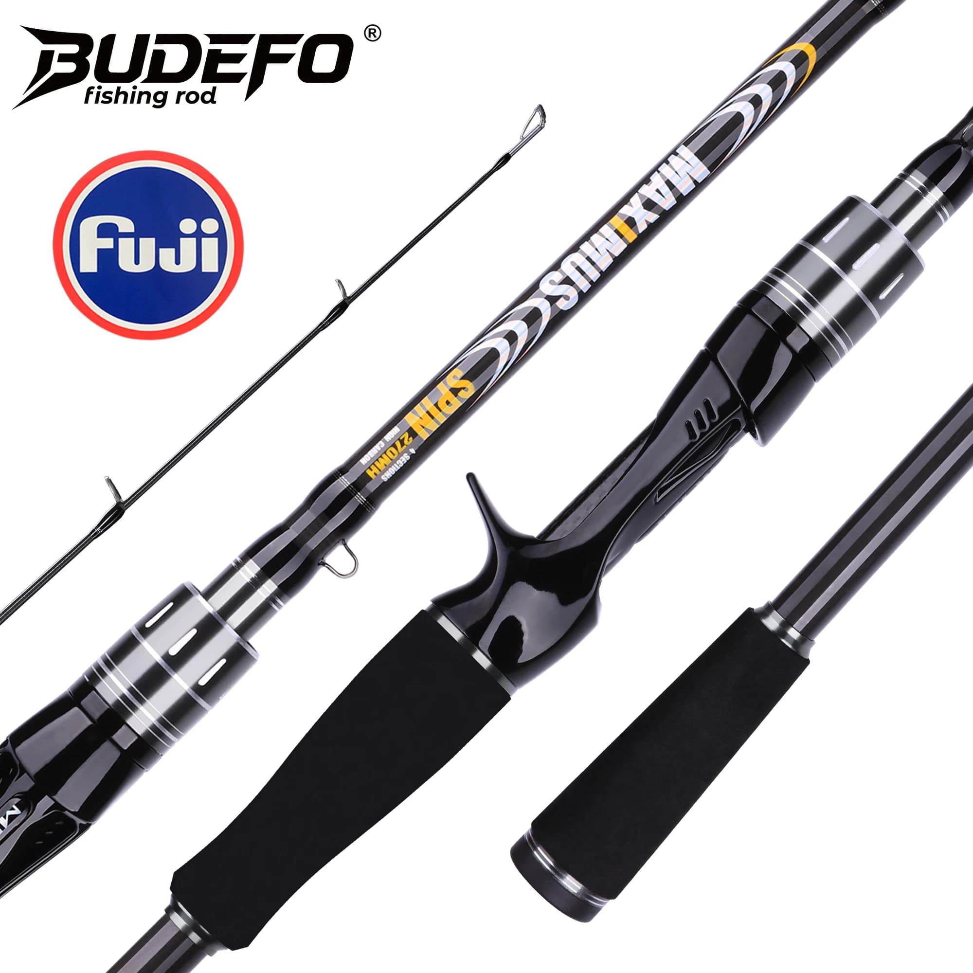 BUDEFO MAXIMUS Köder-Angelrute 1,8 m 2,4 m 3,0 m30T Carbon Spinning Baitcasting FUJI Guide Reise-Köderrute 3-50 g ML/M/MH