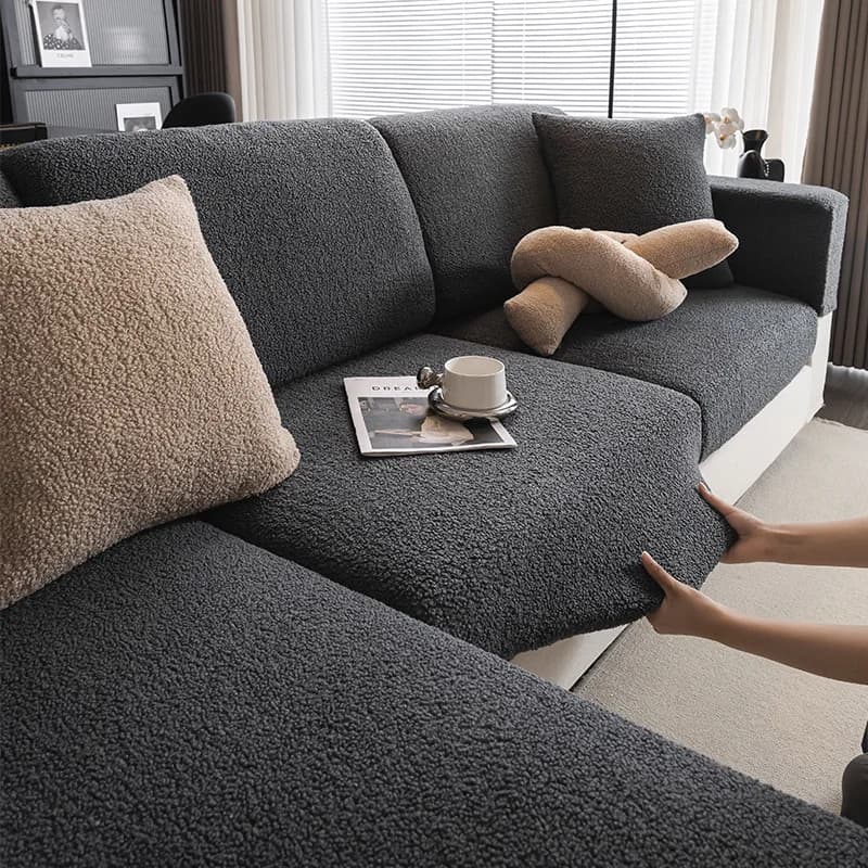 2026 Premium-Sofabezug aus Thermo-Teddy-Fleece für den Winter, langlebig, für alle Jahreszeiten, rutschfester, elastischer Sitzschutz