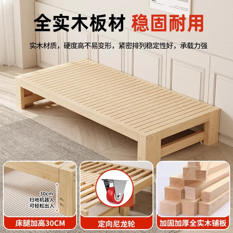 Ausziehbares Bett aus massivem Holz, Teleskopbett, multifunktionales Klappschlafsofa, doppelter Verwendungszweck, kleine Wohnung, einfaches