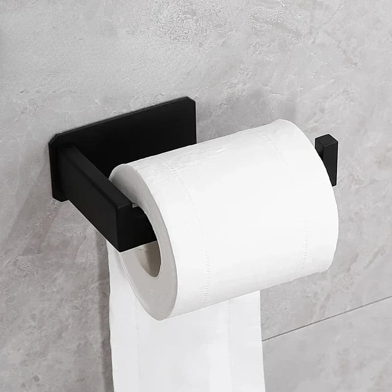 Toilettenpapierhalter aus Edelstahl, selbstklebend, für Badezimmer, Seidenpapierhalter, schwarze Oberfläche, einfache Installation, keine Schraube