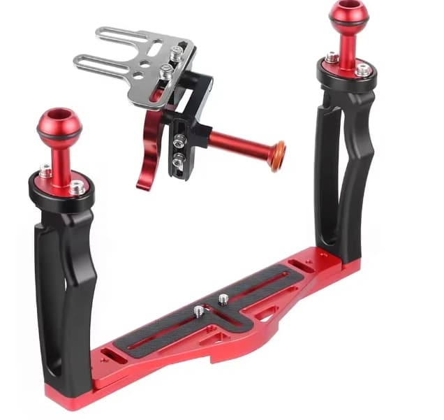 Aluminium Dual Griff Tablett Stabilisator Tauchen Verlängerung Arm für GoPro Canon Sony Nikon SLR Kamera Telefon Gehäuse Fall Licht Halter