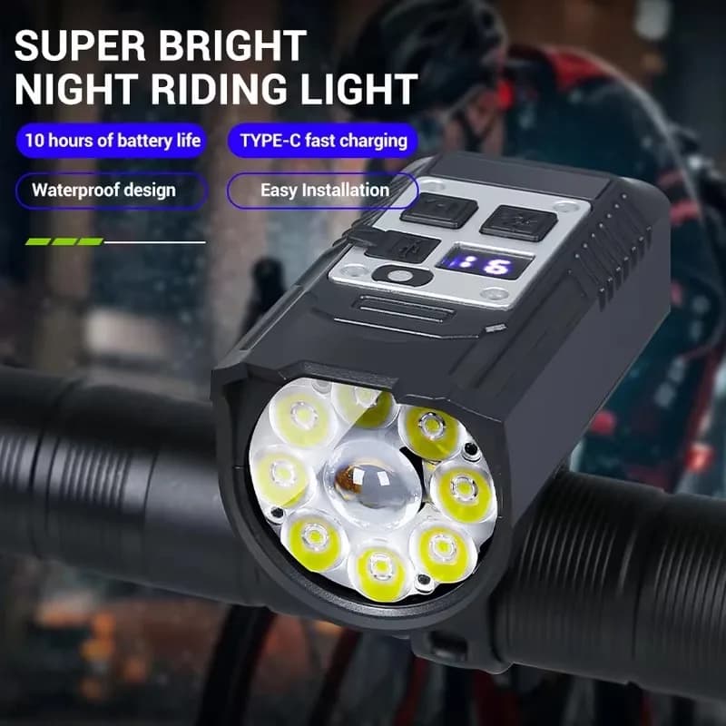 9LED Radfahren Taschenlampe Typ C Wiederaufladbare Fahrrad Taschenlampen Ultraleichte Lenker Lichter Outdoor Whaterproof Laterne für Fahrrad