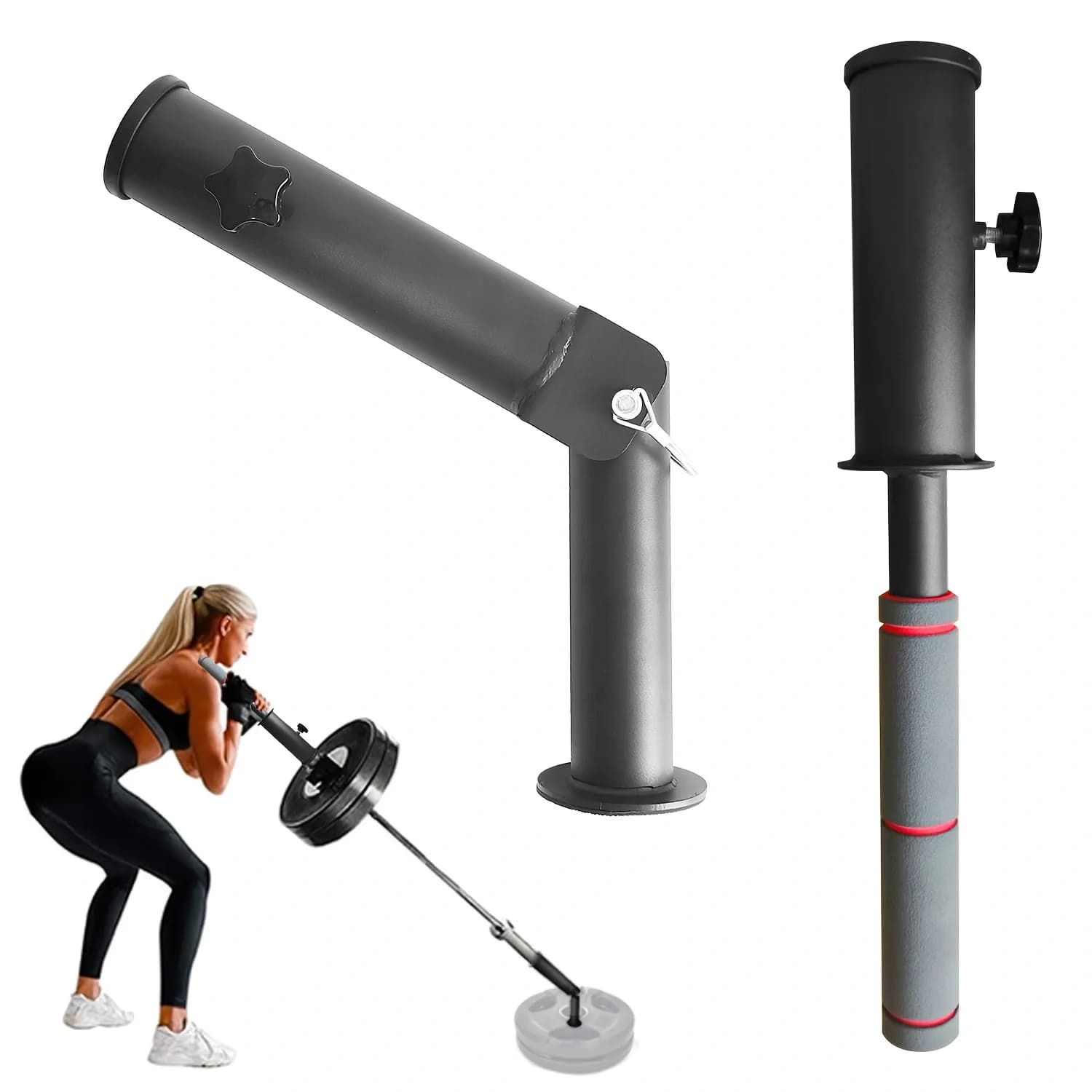 Gerade Stange & Viking Press Landmine Griff-Set - Passend für 1" & 2" Langhantel, Krafttraining für Zuhause für Deadlift, Squat, Row & P
