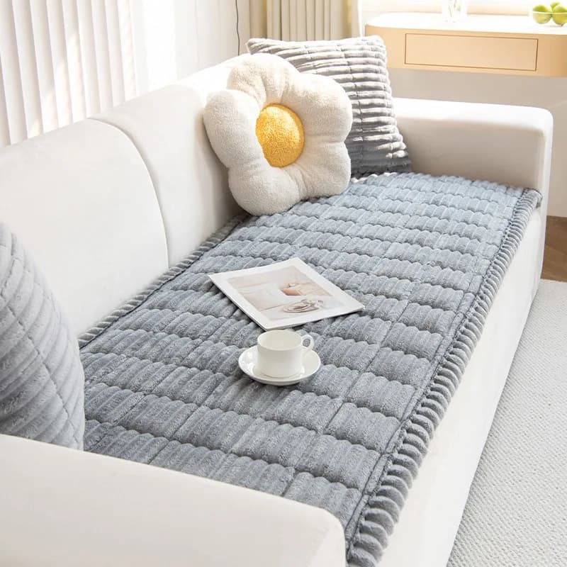 Verdickte Quilten warme Streifen Flanell Sofa Pad, für Winter Wohnzimmer Sofa Handtuch Multiuse Sofa Abdeckung Schonbezug