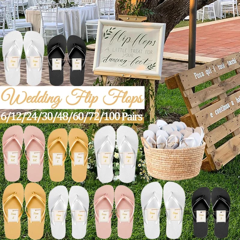 6–100 Paar Hochzeits-Flip-Flops in großen Mengen für Gäste, Hochzeits-Hausschuhe, Sandalen, Damen- und Herren-Hochzeitsgeschenke für Gäste,