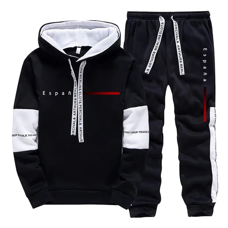 Spanisches Mode-Set für Herren: Kapuzenpullover und Jogginghose für Alle Jahreszeiten, Tägliche Freizeitkleidung, Sportlicher