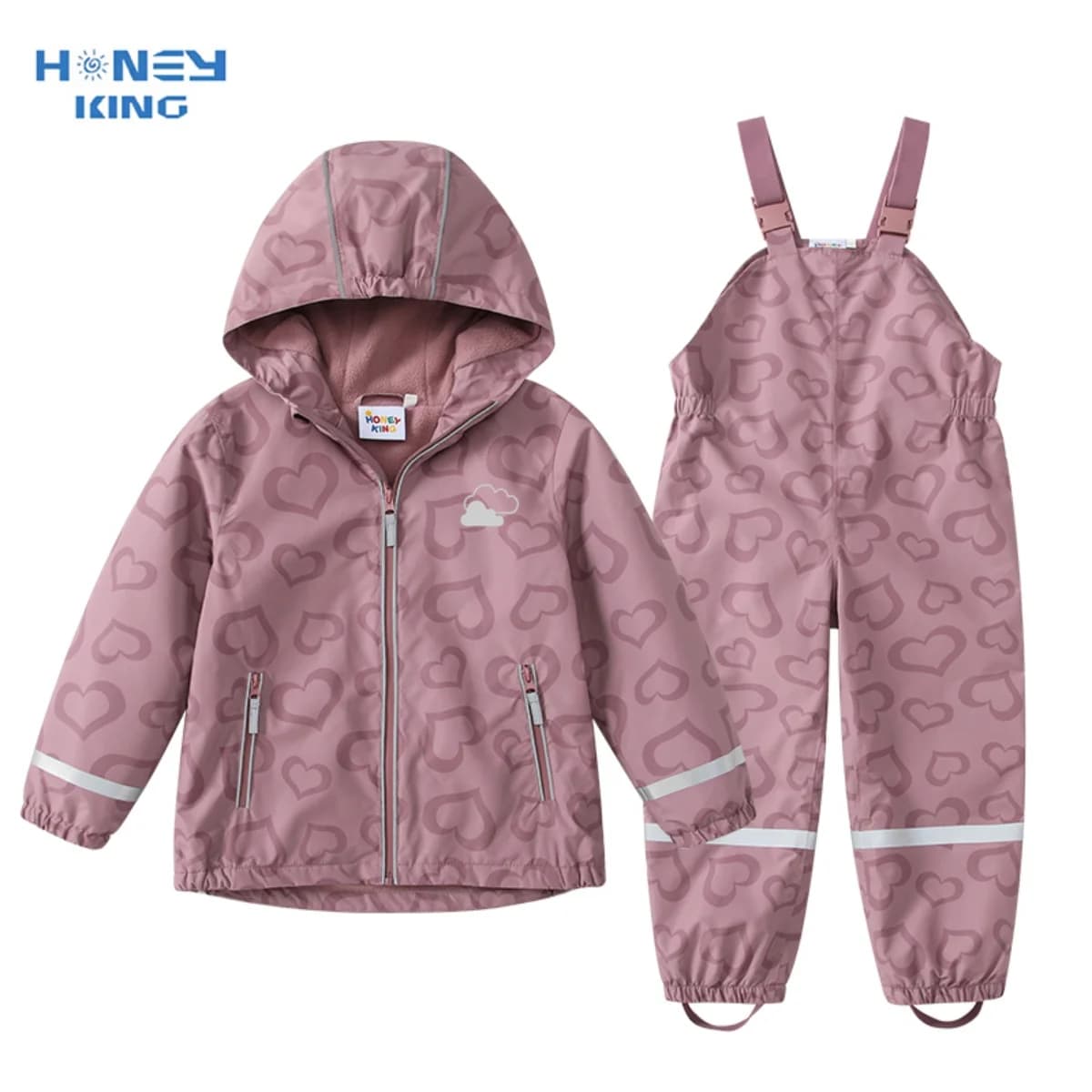 HONEYKING Baby Regenmantel Anzug Kinder Kleidung Set Wasserdichte Overalls Mädchen Overall Jacke Und Hosen Combo für Kinder