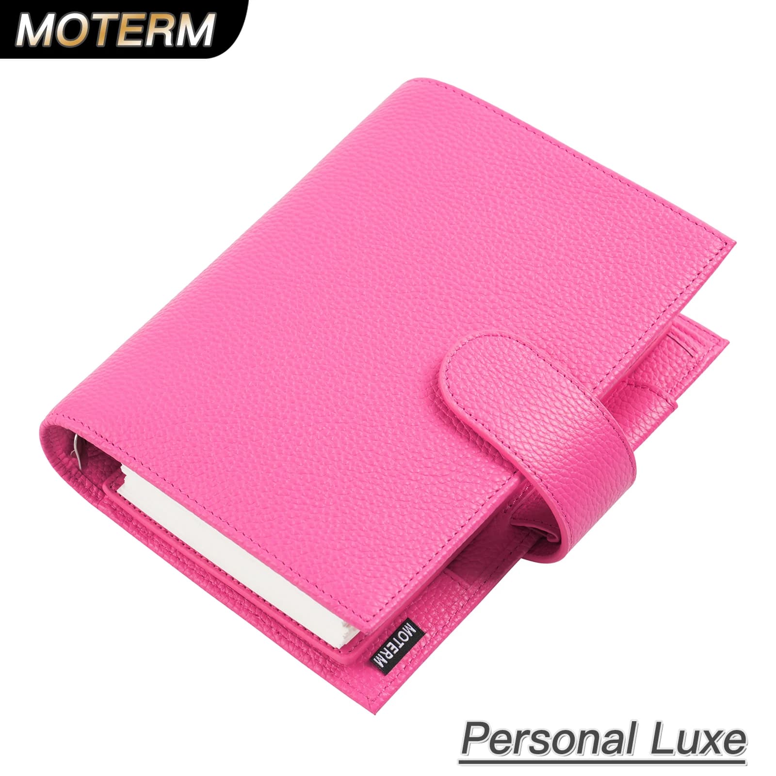 Moterm Luxe 2.0 Personal Size Planer mit 30-mm-Ringbindung, Notizbuch aus echtem genarbtem Leder, Tagebuch, Agenda, Organizer