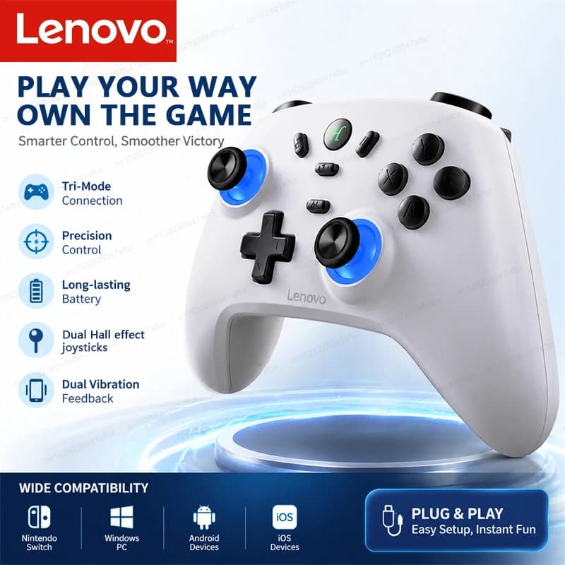 Lenovo S07 Gaming-Controller, kabelloser Bluetooth 2.4G-Empfänger für PC Windows, Android TV für Black Myth: Wukong GamePad 600mAh