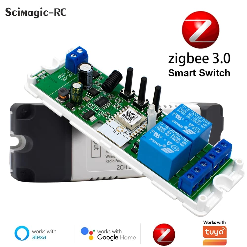 Trockenkontakt Smart Zigbee Schalter 1 2 4 Kanal DIN-Schienen-Relaismodul Zweikanaliges RF 433 Relais 12V 24V 230V Kompatibel mit Tuya